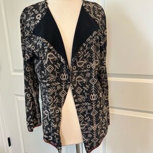 GUDRUN SJODEN size L Cotton Modal Fly Away Cardigan Jacket Bird Block Print